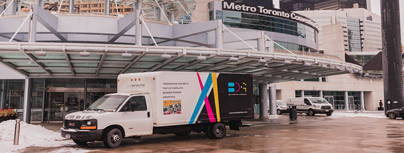 BDG Truck Delivering Trade Show Display to Convention Centre