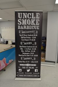 Uncle Smoke BBQ banner stand