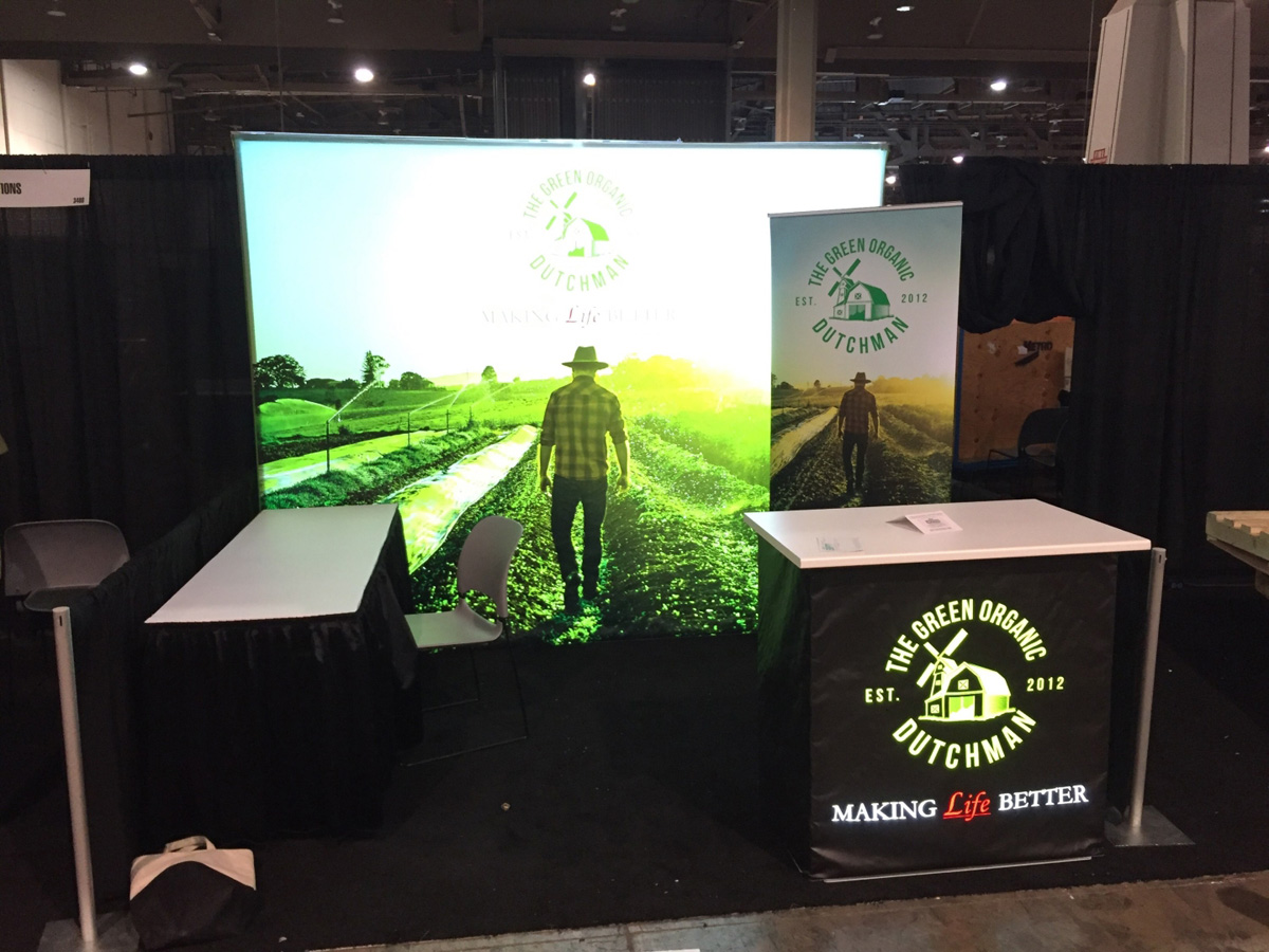 Design Tips for a Small Trade Show Booth showing The Green Organic Dutchman Trade Show Display