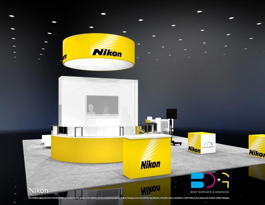 30' and Larger Modular Trade Show Displays - Nikon Trade Show Display Mockup