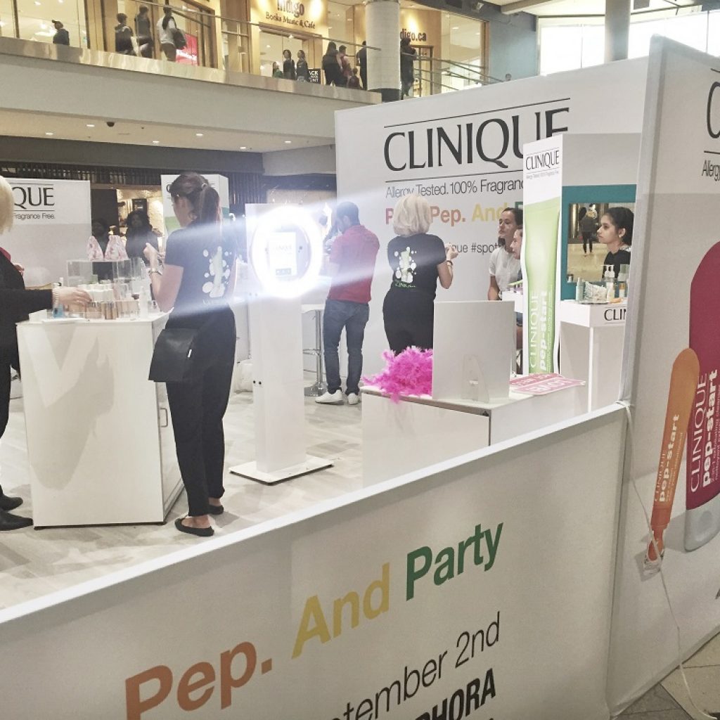Busy Clinique Trade Show Booth