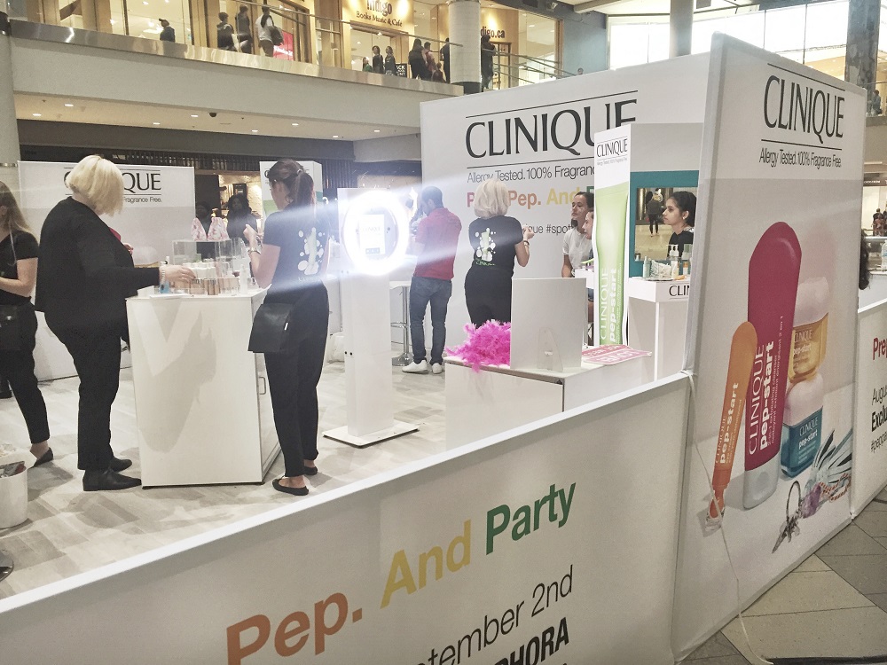 Busy Clinique Trade Show Booth