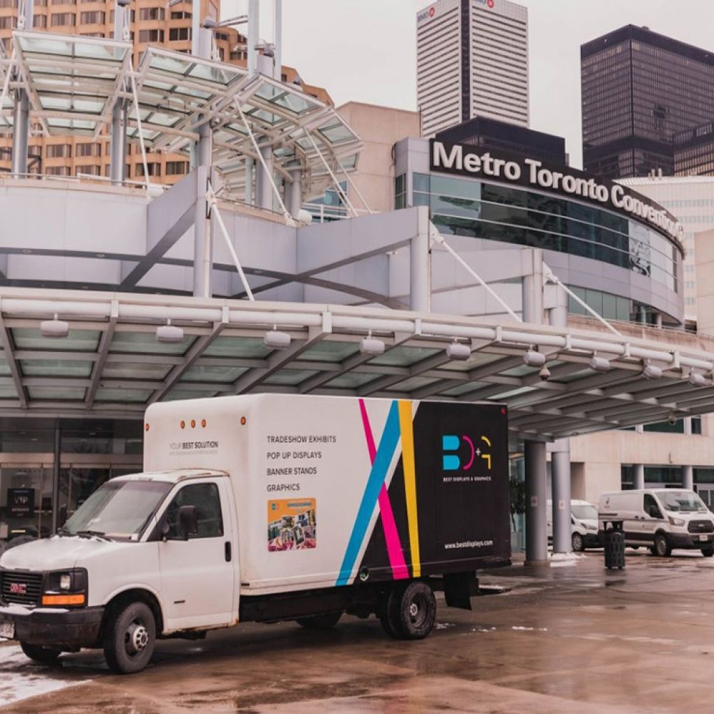 Best Displays & Graphics Truck Delivering to Metro Toronto Convention Centre