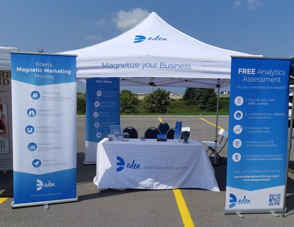 Thermal Imprint Tent with Banner Stands and Table Throw